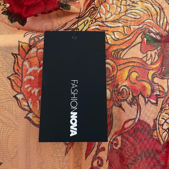 Brand new mesh cut out dragon print jumpsuit - Picture 4 of 4